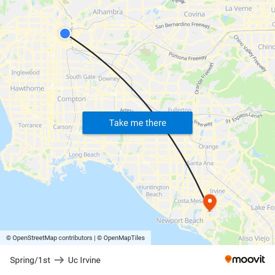 Spring/1st to Uc Irvine map