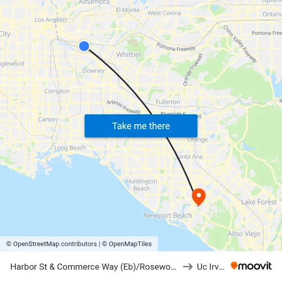 Harbor St & Commerce Way (Eb)/Rosewood Park to Uc Irvine map
