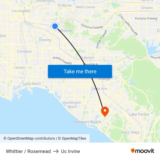 Whittier / Rosemead to Uc Irvine map