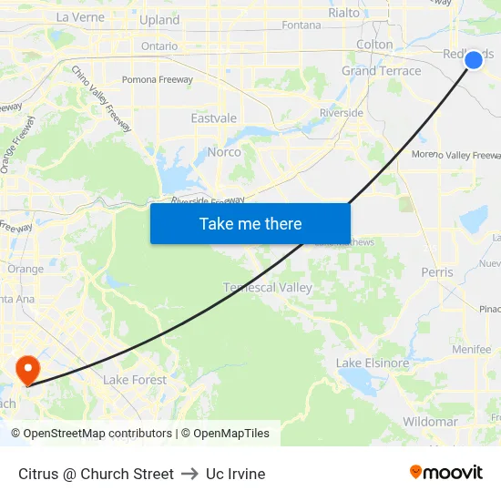 Citrus @ Church Street to Uc Irvine map