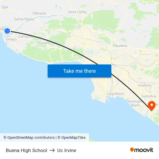 Buena High School to Uc Irvine map