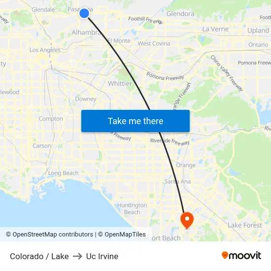 Colorado / Lake to Uc Irvine map