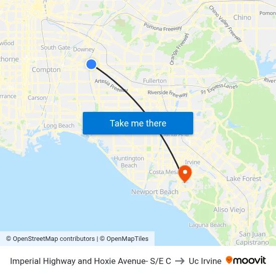 Imperial Highway and Hoxie Avenue- S/E C to Uc Irvine map
