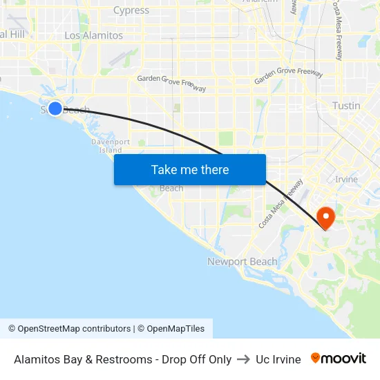Alamitos Bay & Restrooms - Drop Off Only to Uc Irvine map