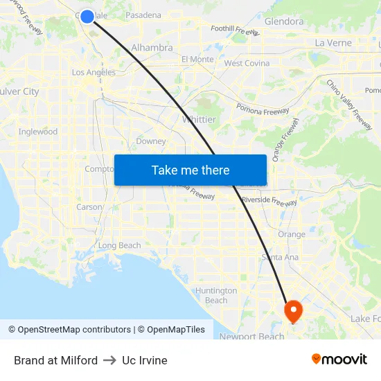 Brand at Milford to Uc Irvine map