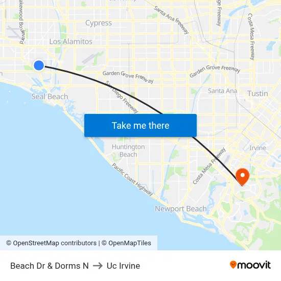Beach Dr & Dorms N to Uc Irvine map