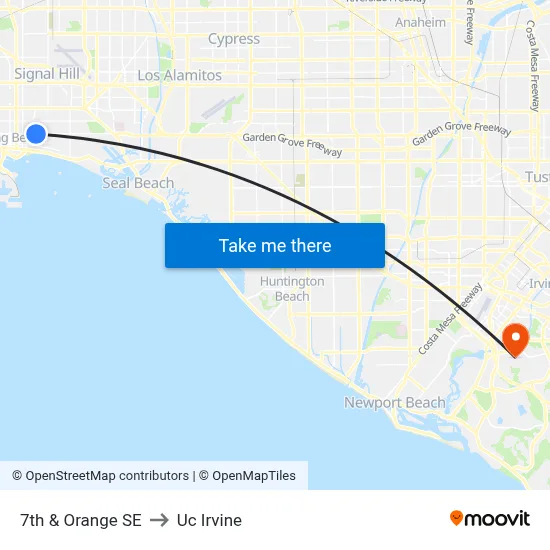 7th & Orange SE to Uc Irvine map