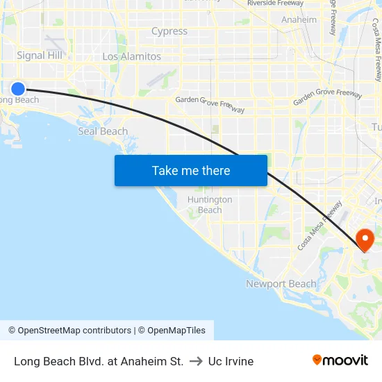 Long Beach Blvd. at Anaheim St. to Uc Irvine map