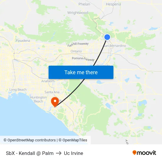 SbX - Kendall @ Palm to Uc Irvine map