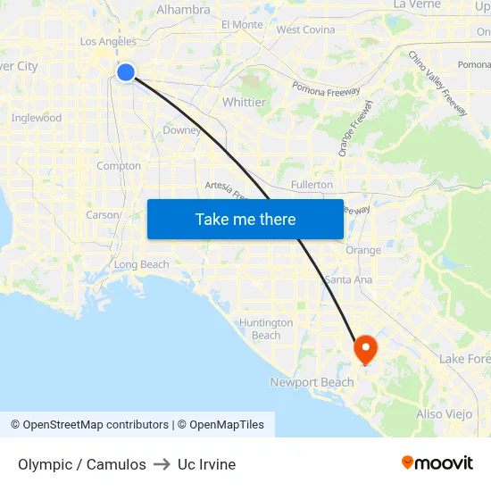 Olympic / Camulos to Uc Irvine map