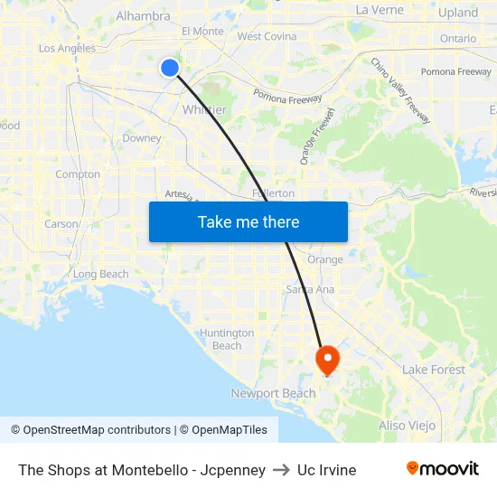 The Shops at Montebello - Jcpenney to Uc Irvine map