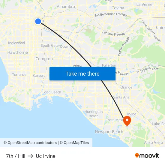 7th / Hill to Uc Irvine map