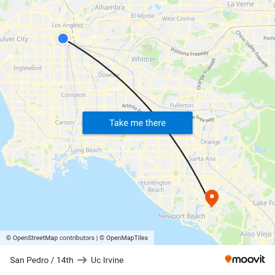 San Pedro / 14th to Uc Irvine map