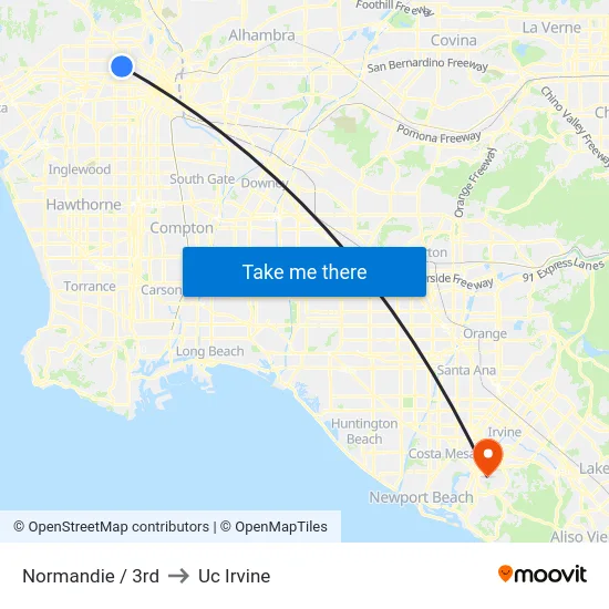 Normandie / 3rd to Uc Irvine map