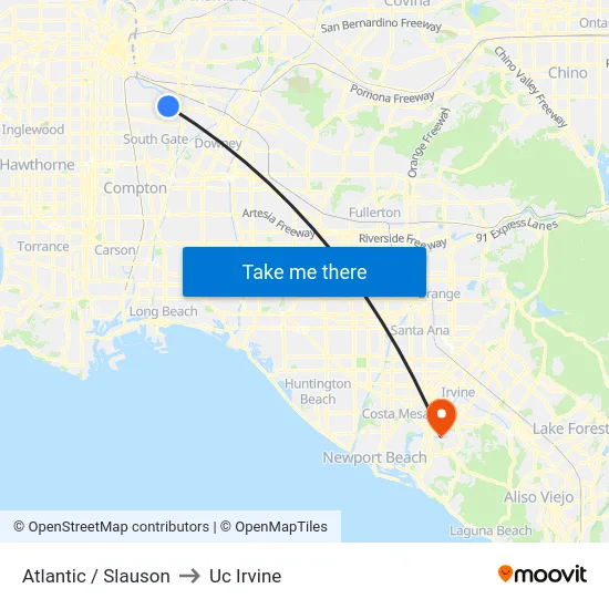 Atlantic / Slauson to Uc Irvine map
