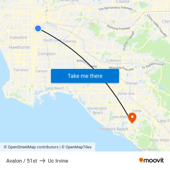 Avalon / 51st to Uc Irvine map