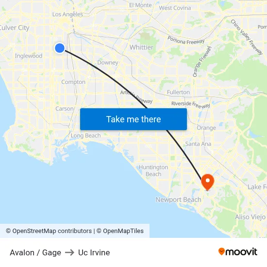 Avalon / Gage to Uc Irvine map