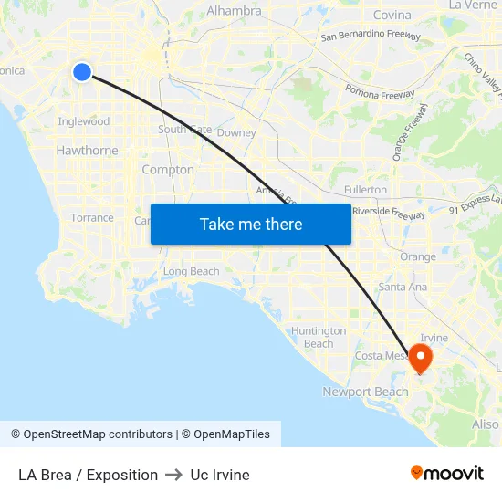 LA Brea / Exposition to Uc Irvine map