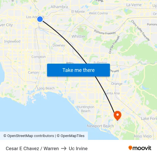 Cesar E Chavez / Warren to Uc Irvine map