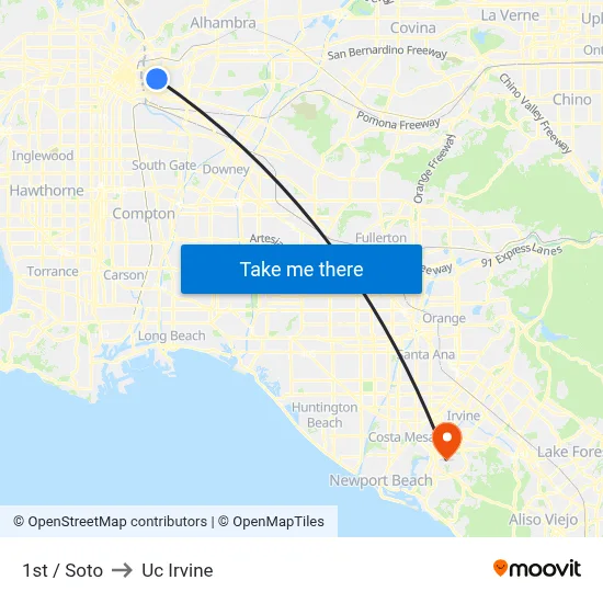 1st / Soto to Uc Irvine map