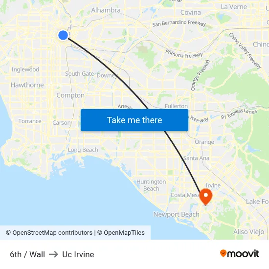 6th / Wall to Uc Irvine map