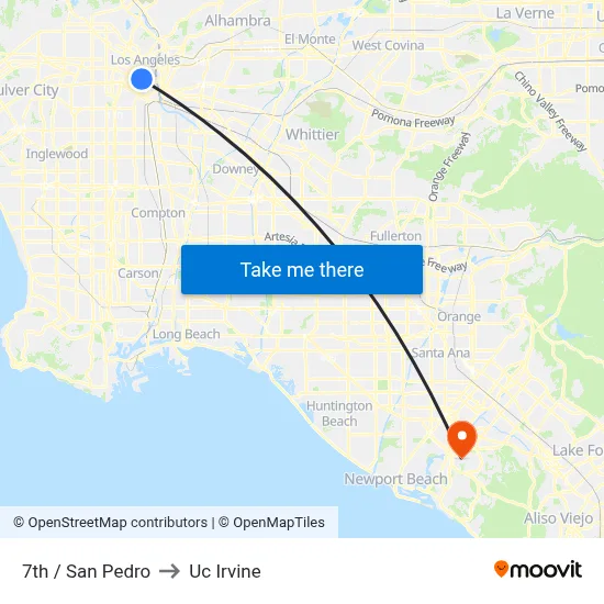 7th / San Pedro to Uc Irvine map