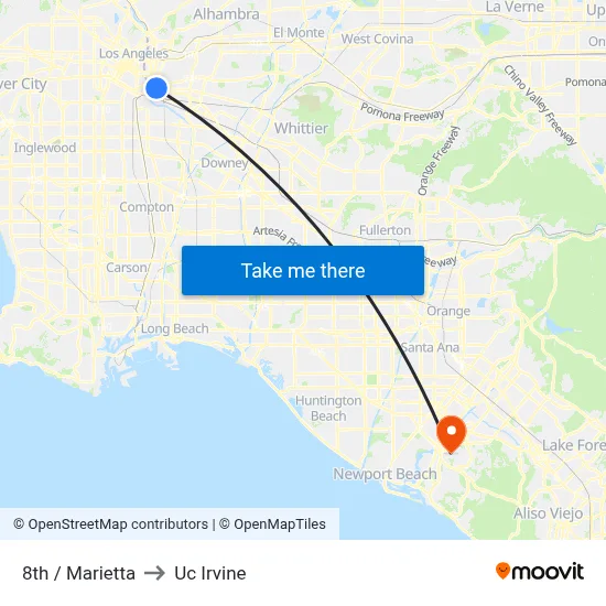 8th / Marietta to Uc Irvine map