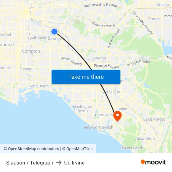 Slauson / Telegraph to Uc Irvine map