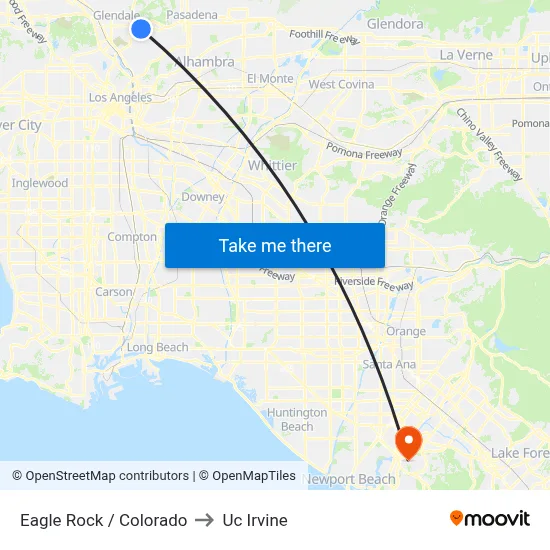 Eagle Rock / Colorado to Uc Irvine map