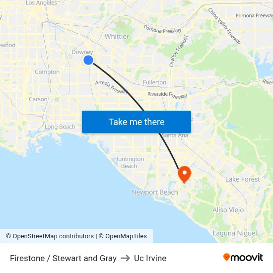 Firestone / Stewart and Gray to Uc Irvine map