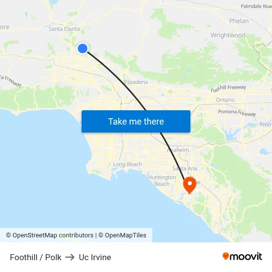 Foothill / Polk to Uc Irvine map