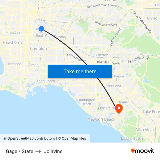 Gage / State to Uc Irvine map