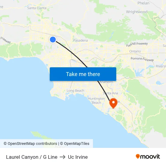 Laurel Canyon / G Line to Uc Irvine map