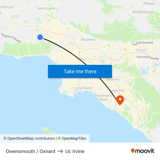 Owensmouth / Oxnard to Uc Irvine map
