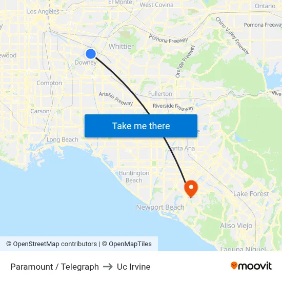 Paramount / Telegraph to Uc Irvine map