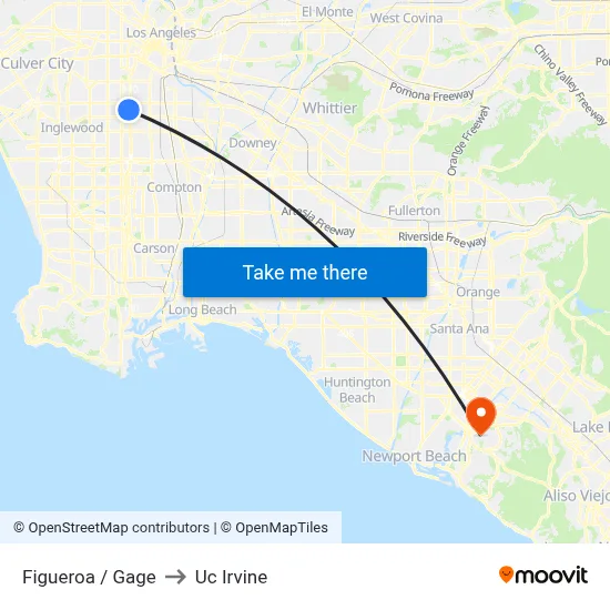 Figueroa / Gage to Uc Irvine map