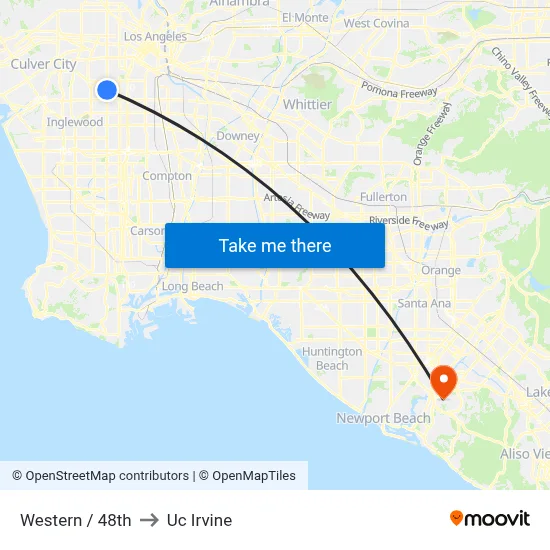 Western / 48th to Uc Irvine map