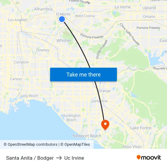 Santa Anita / Bodger to Uc Irvine map