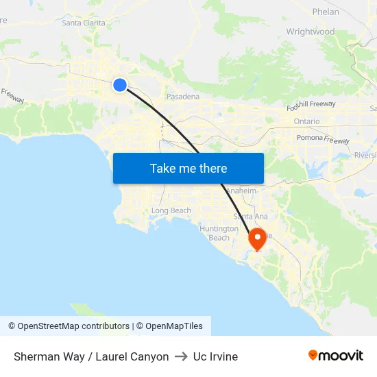 Sherman Way / Laurel Canyon to Uc Irvine map