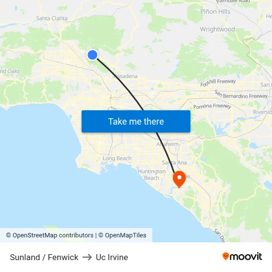 Sunland / Fenwick to Uc Irvine map