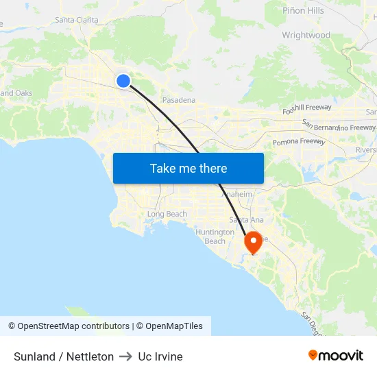 Sunland / Nettleton to Uc Irvine map
