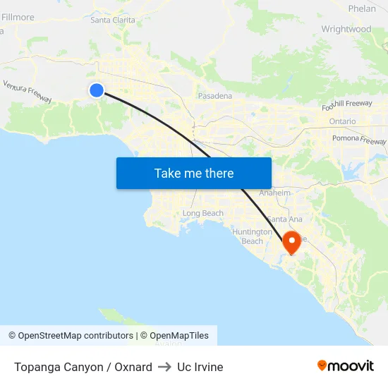 Topanga Canyon / Oxnard to Uc Irvine map
