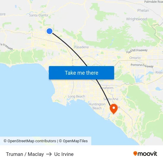 Truman / Maclay to Uc Irvine map
