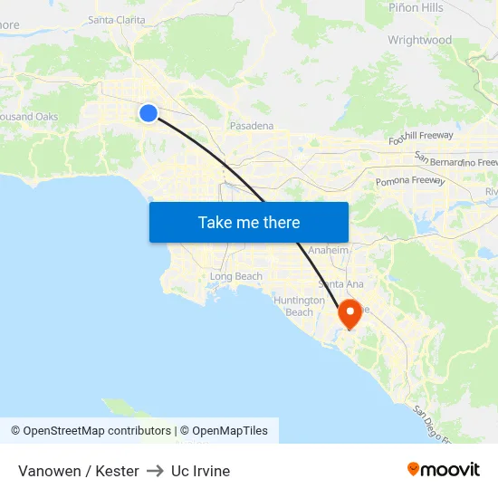 Vanowen / Kester to Uc Irvine map