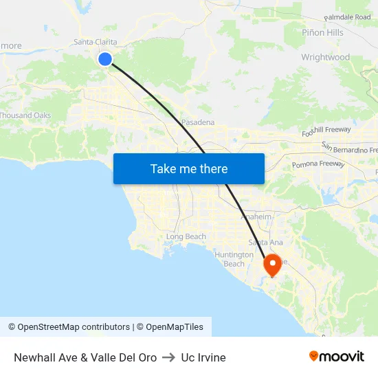 Newhall Ave & Valle Del Oro to Uc Irvine map