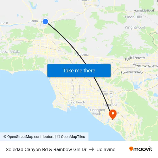 Soledad Canyon Rd & Rainbow Gln Dr to Uc Irvine map