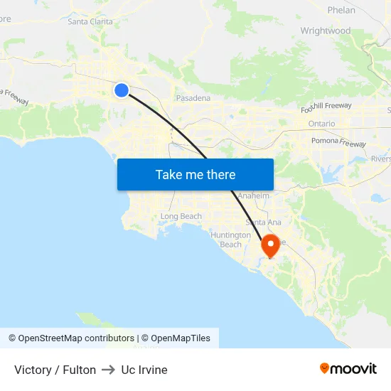 Victory / Fulton to Uc Irvine map