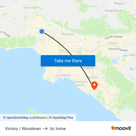 Victory / Woodman to Uc Irvine map