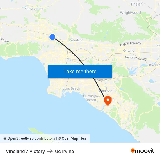 Vineland / Victory to Uc Irvine map