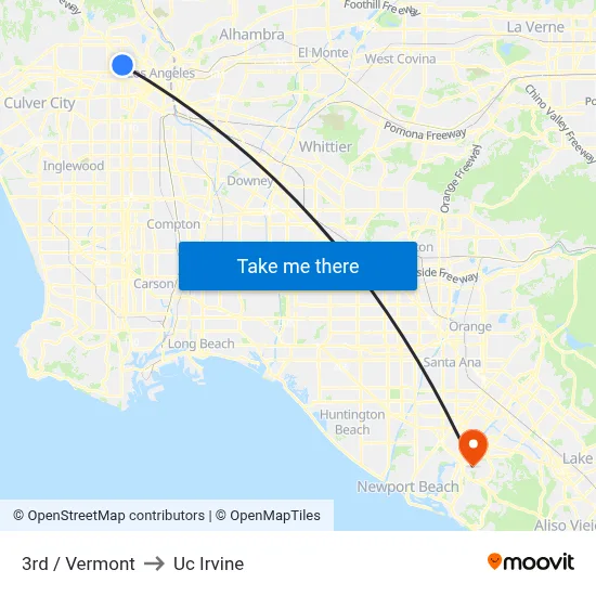 3rd / Vermont to Uc Irvine map